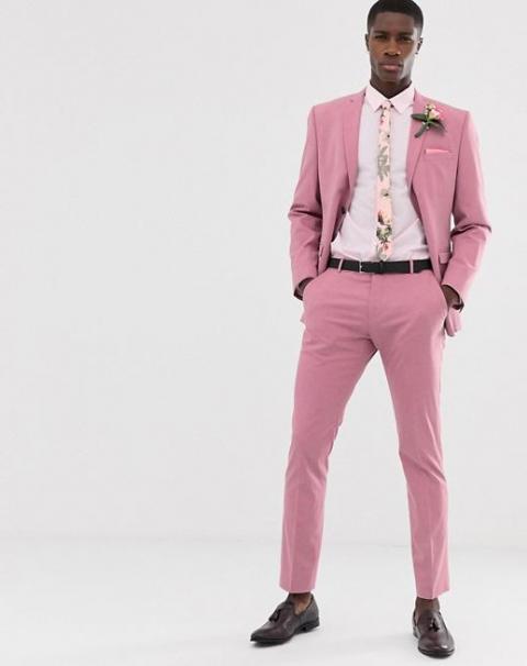 Розовый мужской костюм 1287
