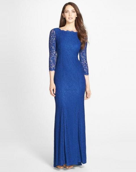 Синя вечірня сукня великого розміру 252