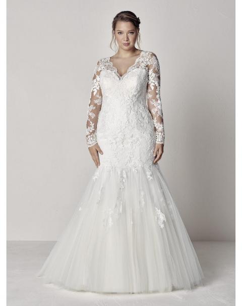Весільна сукня-годе великого розміру Evette Plus 368