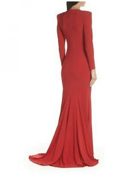 Червона вечірня сукня з довгими рукавами 468