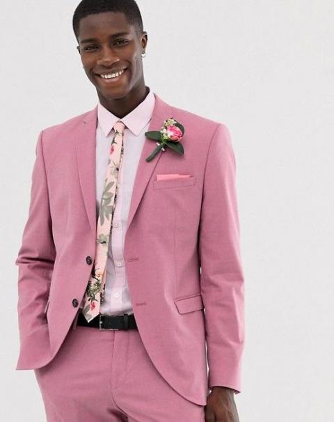 Розовый мужской костюм 1287