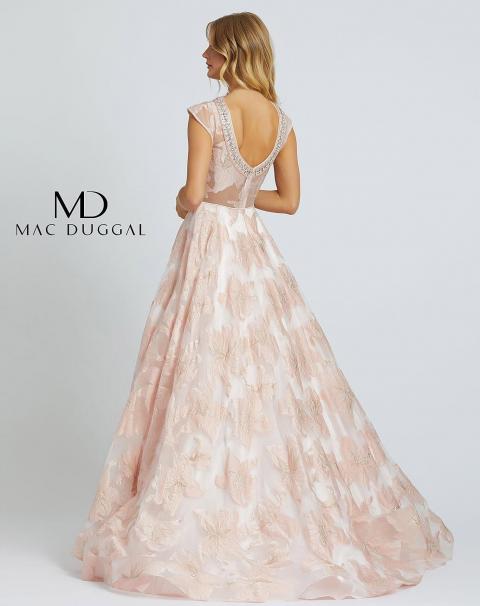 Розовое выпускное платье с цветочной вышивкой 1305
