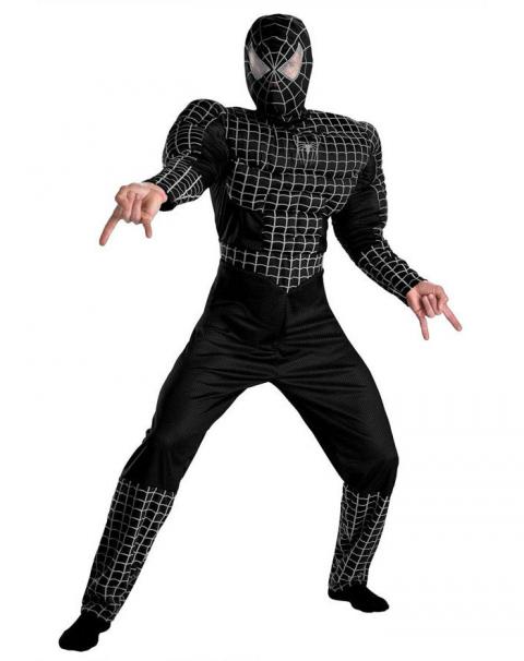 Мужской карнавальный костюм Человек-паук черный 1453