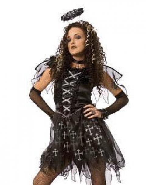 Жіночий карнавальний костюм готичний чорний ангел 1469