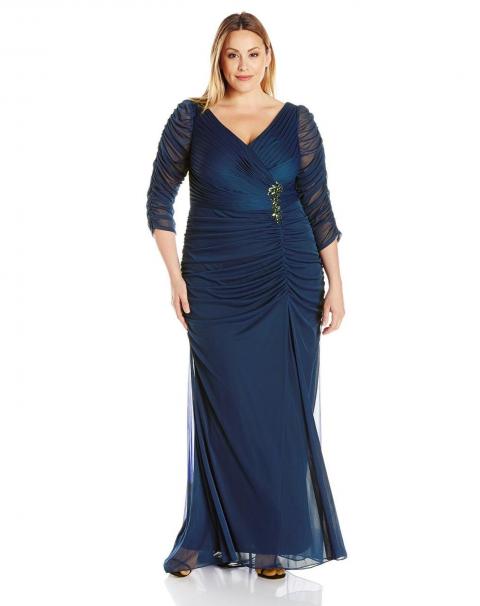 Синее вечернее платье большого размера 1562