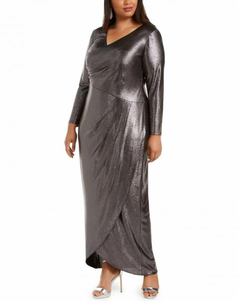 Блискуча вечірня сукня великого розміру сірого кольору 1580