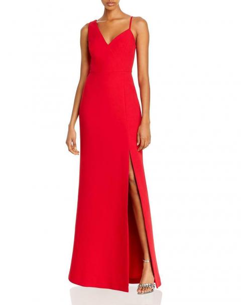 Ассиметричное вечернее платье красного цвета