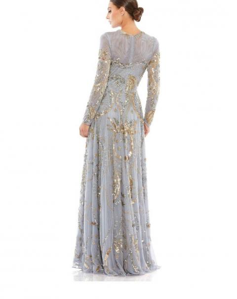 Блестящее вечернее платье вышитое паетками золотого цвета 1667