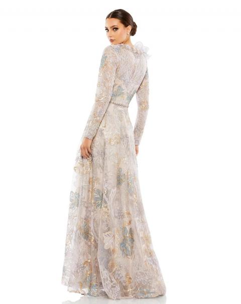 Вечірня сукня з квітковою вишивкою прикрашена квіткою 1677