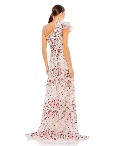 Бежева вечірня сукня з квітковою вишивкою 1679
