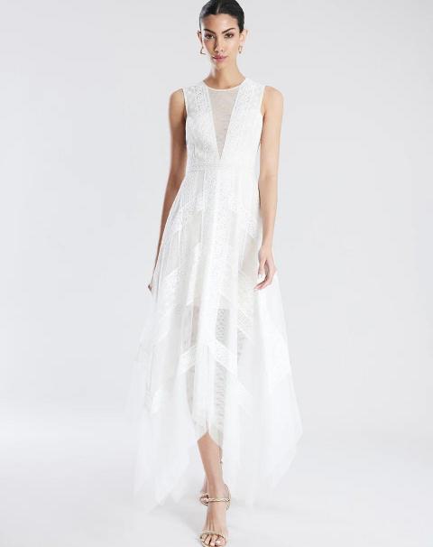 Біла коктейльна сукня з вишивкою 1765