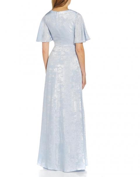 Вечірня сукня блакитного кольору з пишними рукавами 1808