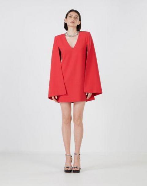 Червона коктейльна сукня-кейп 1810
