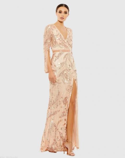Блискуча бежева вечірня сукня з паєтками 1872