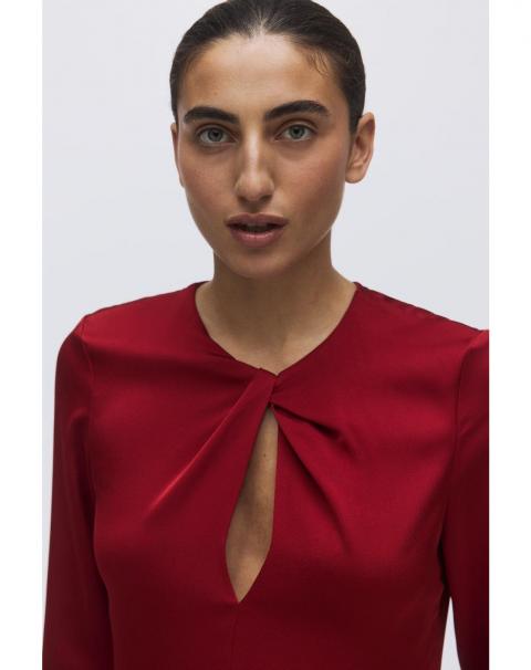 Червона коктейльна сукня з довгими рукавами 1902