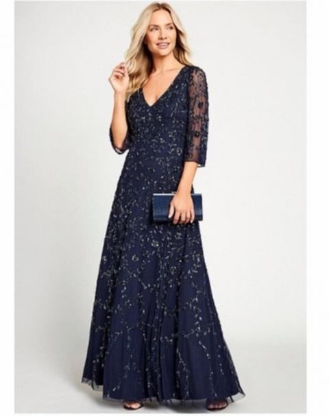 Блестящее синее вечернее платье большого размера 1911