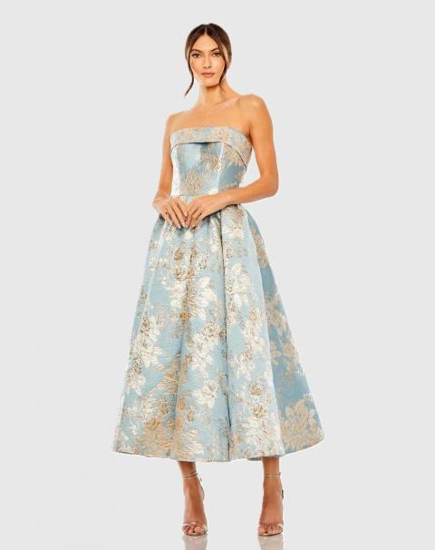 Коктейльное платье голубого цвета с открытыми плечами 1932