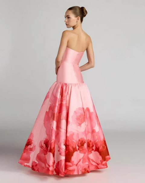 Розовое вечернее платье годе с цветочным принтом 1941
