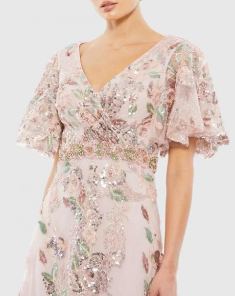 Бежевое вечернее платье с паетками 1942